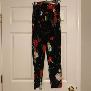 Express Tapered Leg Red Floral Culotte